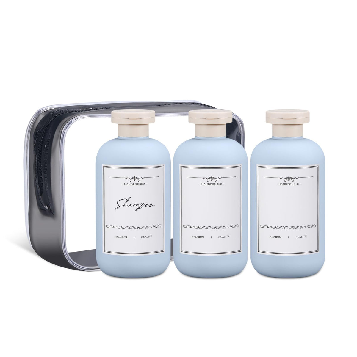 ASEVAT 6.7 oz Leak-Proof Travel Bottles, 3 Pack Refillable Plastic Squeeze Vessels with Caps, Portable Containers for Shampoo, Lotion, Cream & Daily Liquids