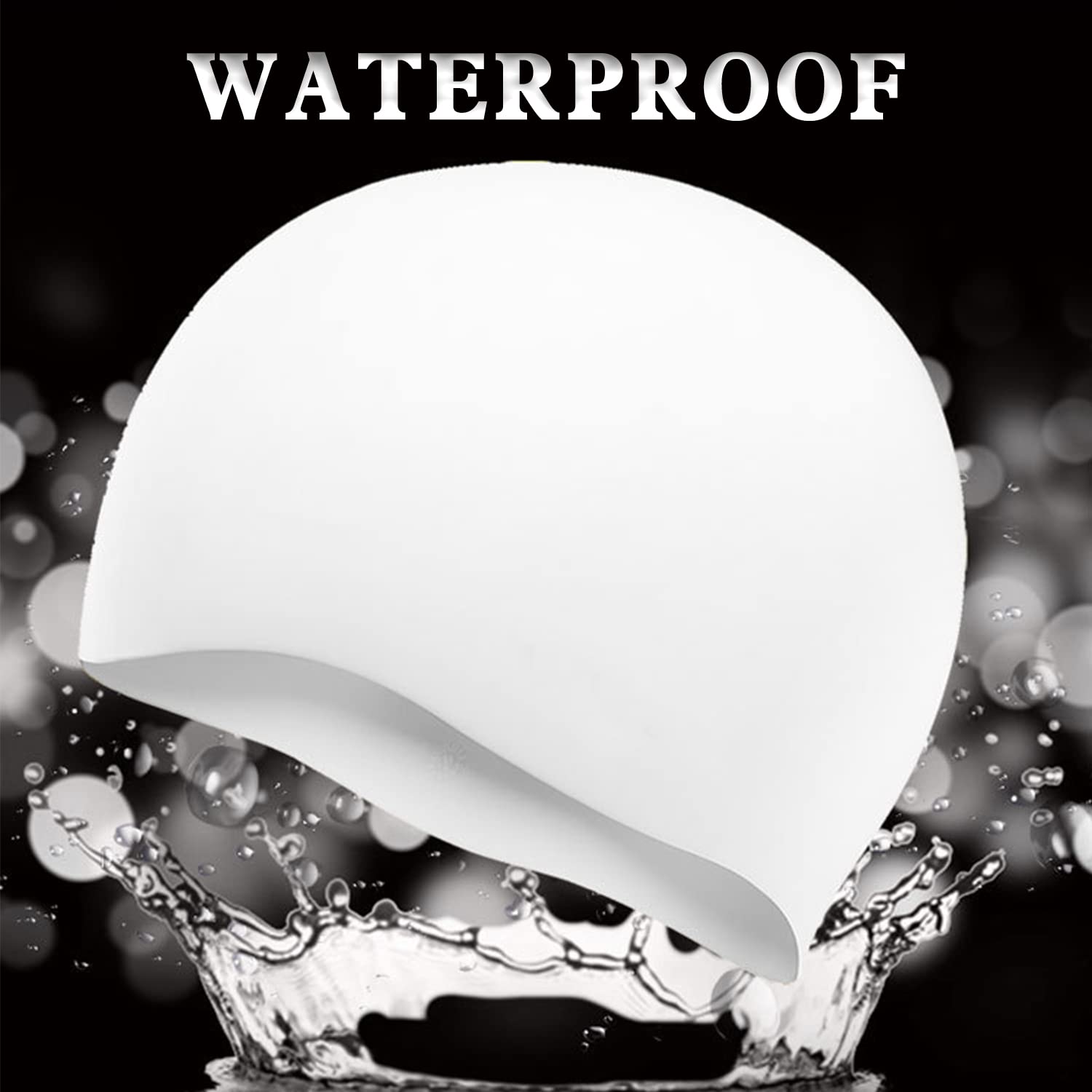 Doovid Swim Caps for Women Men Waterproof Silicone Ear Protection Long Hair High Elasticity Swimming Cap Lake Blue One Size