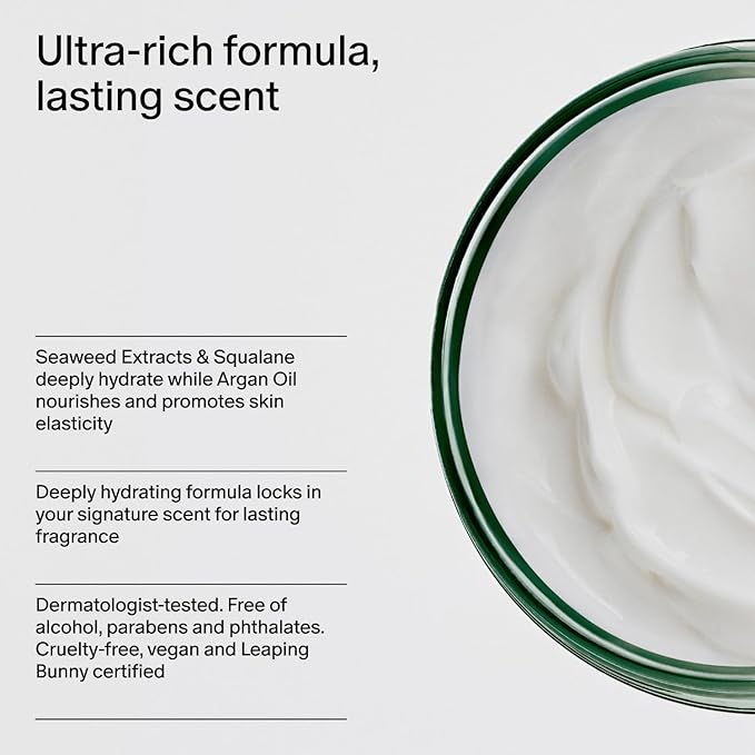Salt & Stone Body Cream | Hydrating Formula with Seaweed Extracts, Spirulina & Squalane | Deep Hydration, Skin Barrier Support & Healthy Glow | For all Skin Types | Bergamot & Hinoki 6.7 fl oz