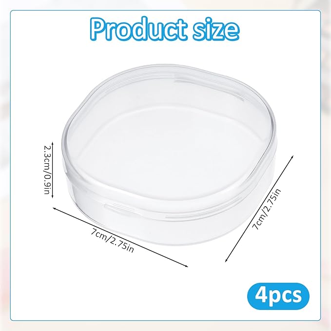 DOPENSPI 4PCS Plastic Cotton Square Holder, Cosmetic Cotton Pad Holder Portable Travel and Sealed Travel Cottons Rounds Holders Suitable for Makeup Remover Cottons Ball
