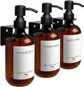 Supforce Shampoo Dispenser for Shower Wall Mount, No Drill Shampoo and Conditioner Dispenser with Matte Pump and Waterproof Labels, Shower Soap Dispenser Wall Mounted for Home Bathroom - Amber