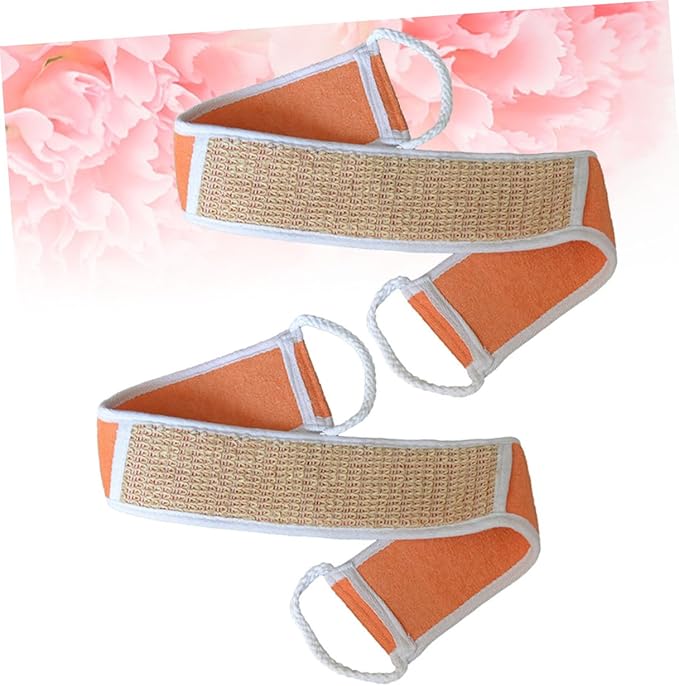 2pcs Exfoliating Bath Bands Natural Cotton Linen Back Scrubber Strap for Deep Cleansing for Shower Spa Removes Dead Skin for Smooth Skin Orange
