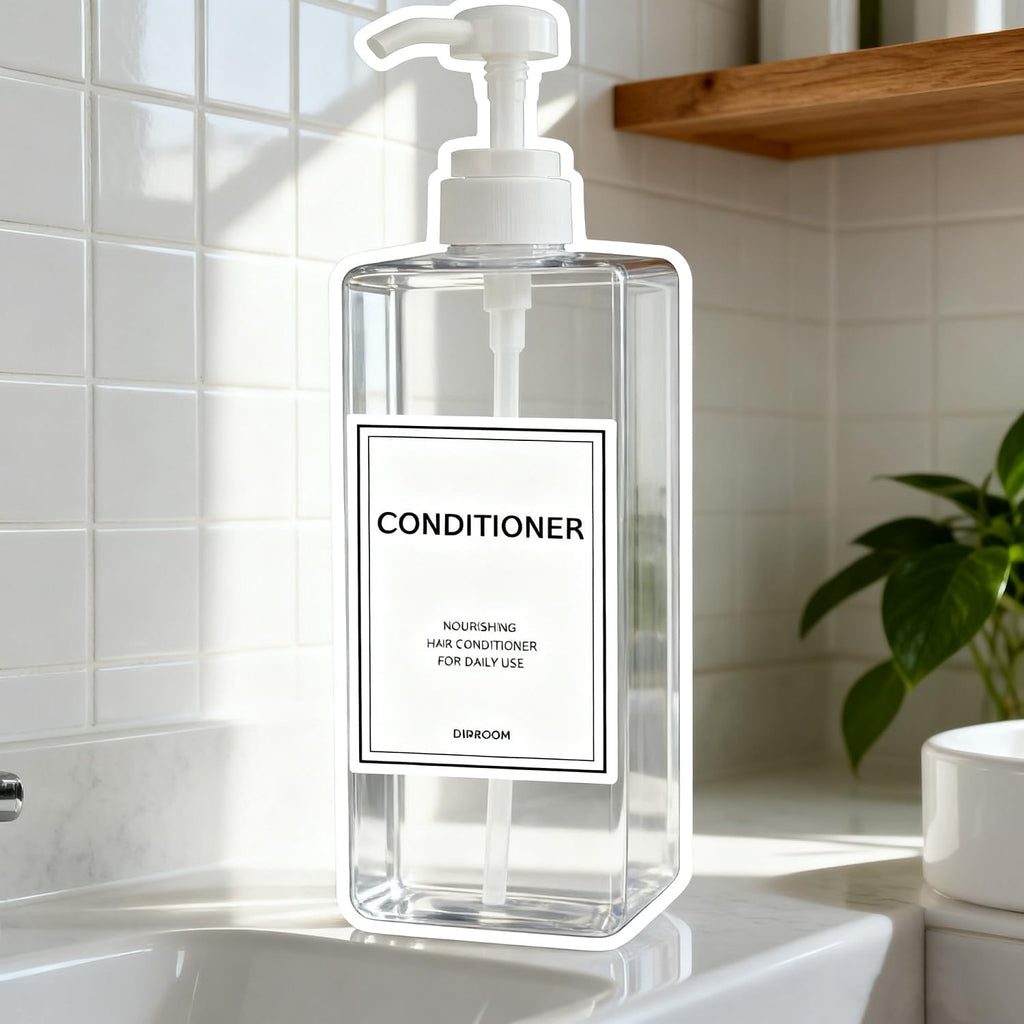 Modern Shampoo and Conditioner Dispenser (21 oz, Pack of 3) Refillable Pump Bottle Set Empty Shower Plastic Bottles with Pump for Bathroom Body Wash Soap and Shower (Clear)
