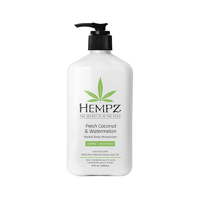 Hempz Body Lotion - Fresh Coconut & Watermelon Daily Moisturizing Cream,Shea Butter Body Moisturizer - Skin Care Products,Hemp Seed Oil - Large,(Pack of 2)