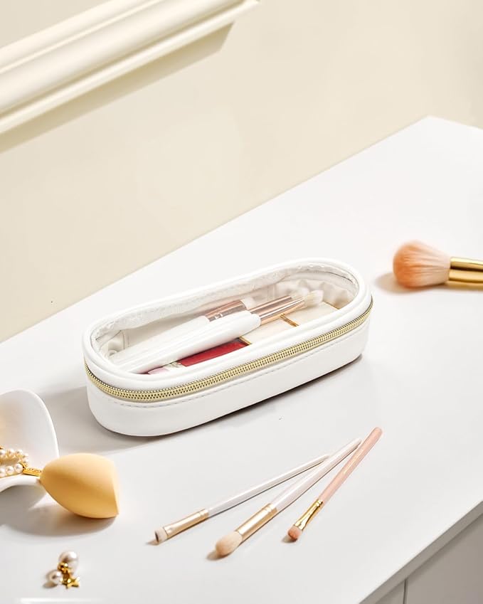 FFpaw Clear Makeup Brush Holder, Travel Makeup Brush Pouch Makeup Brush Bag Organizer Makeup Brush Travel Case with Zipper Waterproof Makeup Travel Case Cosmetic Bag for Women