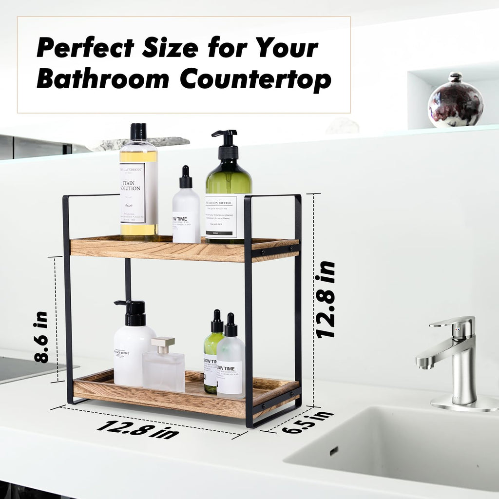 Giftacity Bathroom Counter Organizer and Storage - Kitchen Countertop Organizer for Bathroom Sink and Coffee Bar, 2-Tier Vanity Counter Tray Shelf for Restroom Decor