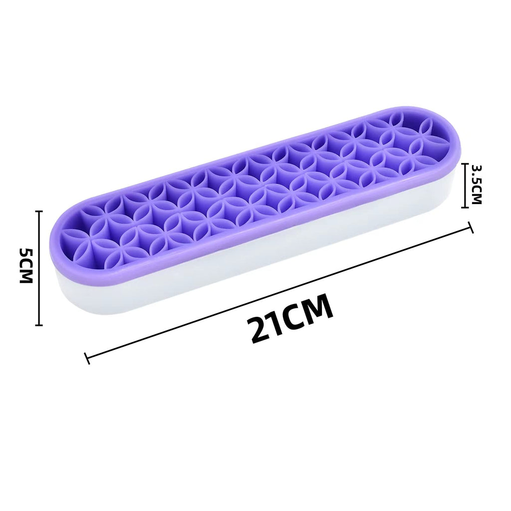 ESIW 2 PCS Multi-Purpose Cosmetic Storage Box, Desktop Organizers Silicone Make Up Brush Storage Stand, Desktop Storage Box for Eyeliner Pencil, Art Supplies, Painting Brush (Purple)