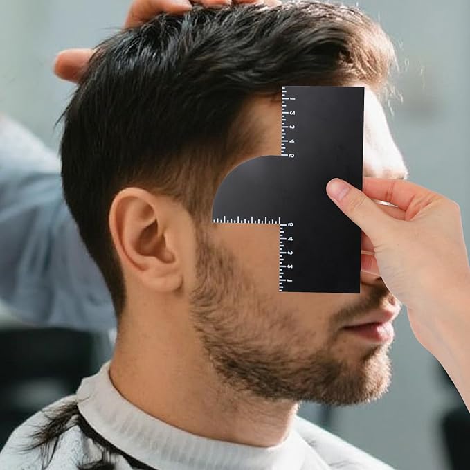 2pcs Enhancement Card for Barbers with Measurement Indicators, Reusable Hairline Shaper Shaping Tool and Color Spray Edge Hair Liner Line up Tool for Barber Beard Stencil Maker Accessories Supplies