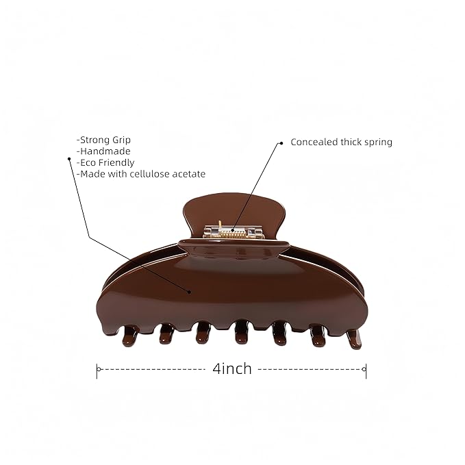 OideGuiing Durable Acetate Hair Clips - 4-Inch Coffee Claw Clips for Fine and Thick Hair (Coffee)