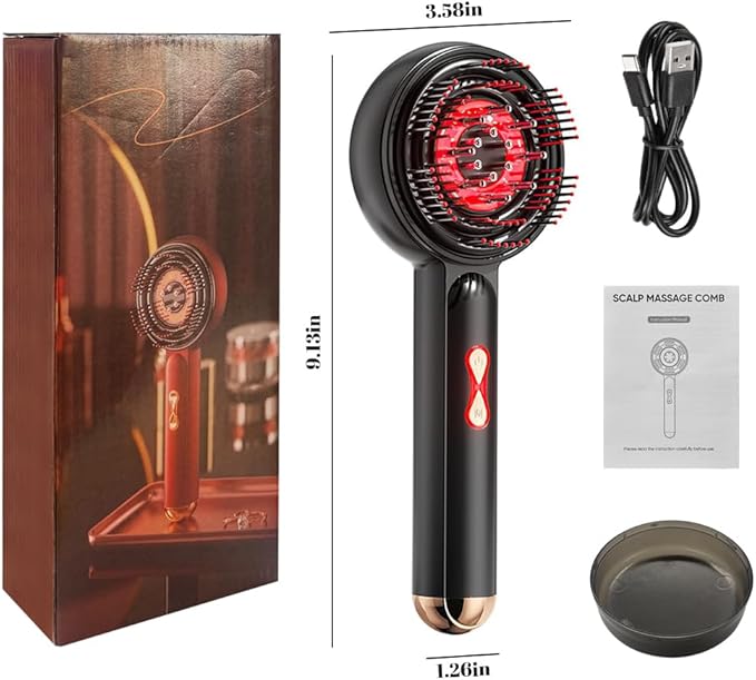Dexmary 3 in 1 Hair Massager Scalp, Electric Scalp Massager Fit for Men & Women, Oil Applicator for Hair Nourishment, Black