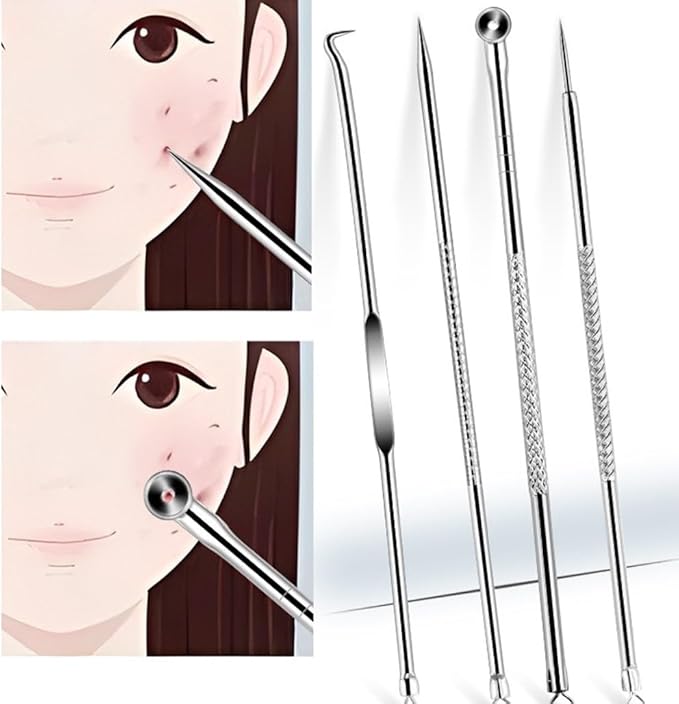 Blackhead Remover Tweezers Kit, Ultra-fine Tweezers Black Dots Blemish Extractor Acne Needle Facial Cleaner Skin Extractor Tool (8Pcs/Set)