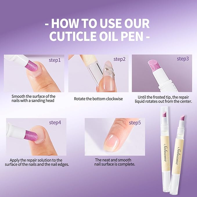 NIZENTA 45° Ceramic Cuticle Oil Pusher Pen Dual-action Cuticle Oil Pen Gently Exfoliates and Nourishes Nails Suitable for Hangnails, Dryness, Cracks Nails Moisturises, Strengthens and Adds Shine,2ml