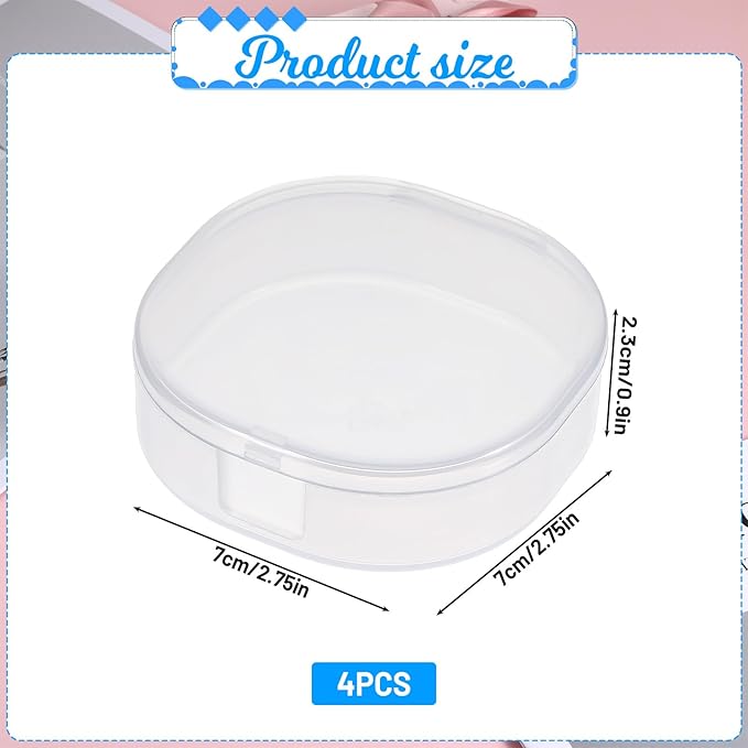 QfwdfcTrenz 4Pcs Plastic Cotton Square Holder Cosmetic Cotton Pads Holder Travel Portable Travel and Sealed for Makeup Remover Cottons Ball, White