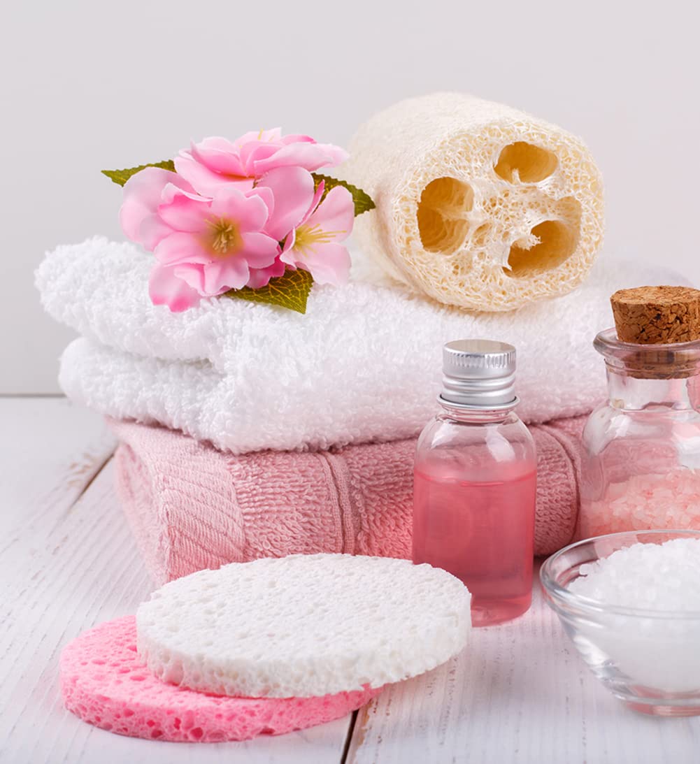 SILUKER 50-Count Compressed Facial Sponges for Daily Face Cleansing, Pink