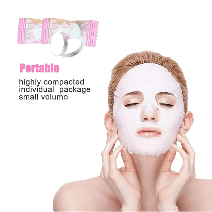 DIY Jeanssar 100 Pieces Compressed Disposable Facial Mask Sheet Home DIY Skin Care, Get 1x Mask Bowl for Free