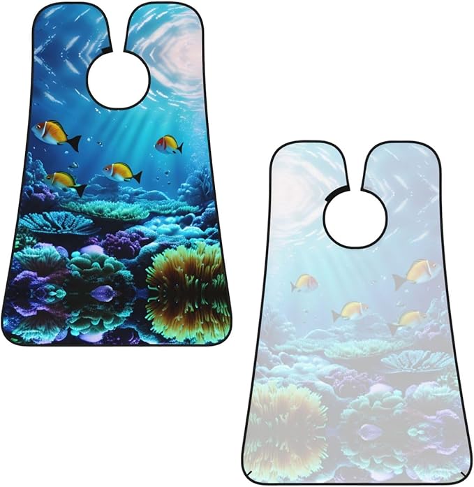 Underwater Scenery Print Beard Bib Shaving Apron, Beard Hair Trimming Cape Gift For Dad