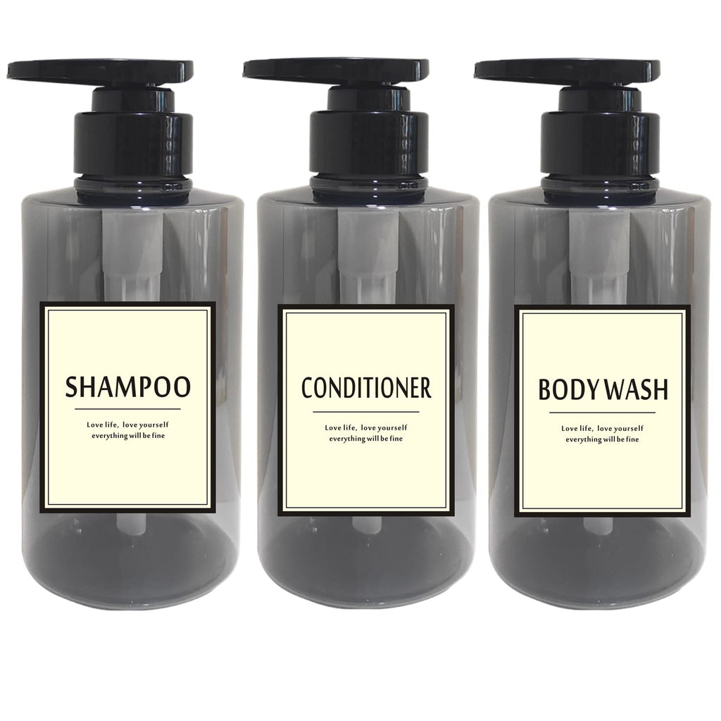 300ml Travel Shampoo Bottles Refillable,Empty Pump Plastic Dispensers 10 oz Shower Containers for Shampoo Conditioner Body Wash (Transparent Black,1 Set)