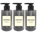 300ml Travel Shampoo Bottles Refillable,Empty Pump Plastic Dispensers 10 oz Shower Containers for Shampoo Conditioner Body Wash (Transparent Black,1 Set)