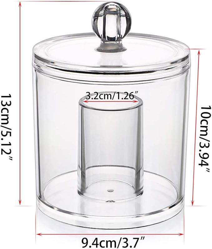 Hipiwe Cotton Ball and Swab Organizer with Lid Apothecary Acrylic Jar Makeup Qtip Organizer Bathroom Storage Canister Jar for Cotton Rounds Pads Q-tips Holder