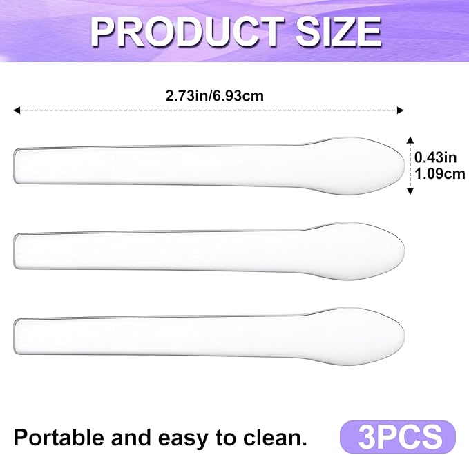 3pcs Mini Stainless Steel Makeup Spatula, Silver Reusable Cosmetic Cream Spatulas Spoon, Skincare Scoop Applicator Facial Massage Beauty Tools for Mixing and - 2.73"×0.43"