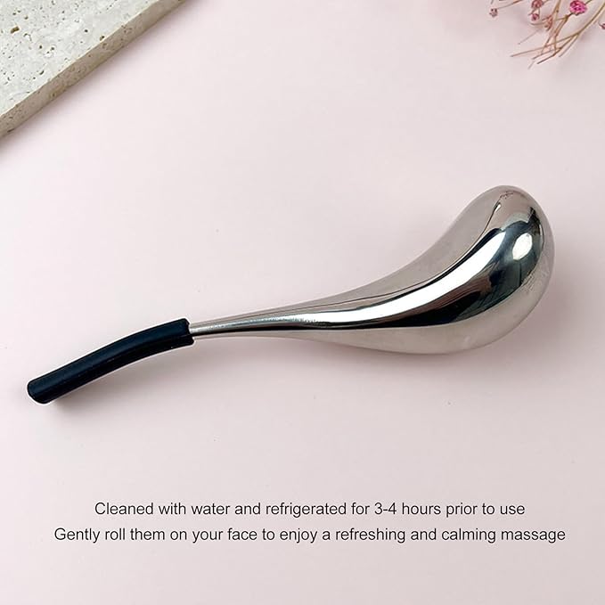 Stainless Steel Magic Cooling Beauty Facial Sticks, Ice Globes Facial Skin Care Tools, Stainless Steel Face Beauty Cryo Sticks, with Storage Bag for face Puffiness & Wrinkles