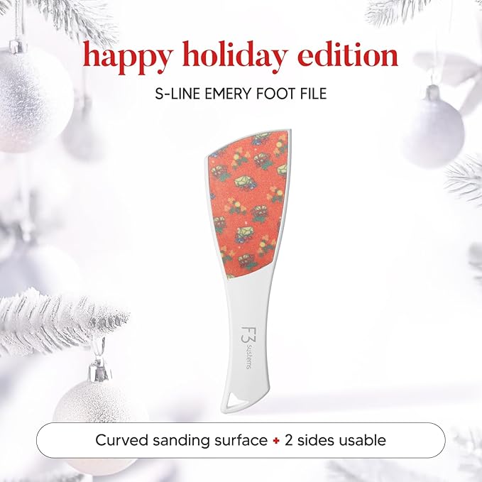 F3 Systems S-Line Emery Foot File, Colossal Double-Sided Pedicure Tool, Effective for Cracked Heel, Ergonomic Design for Easy Grip (Pattern)