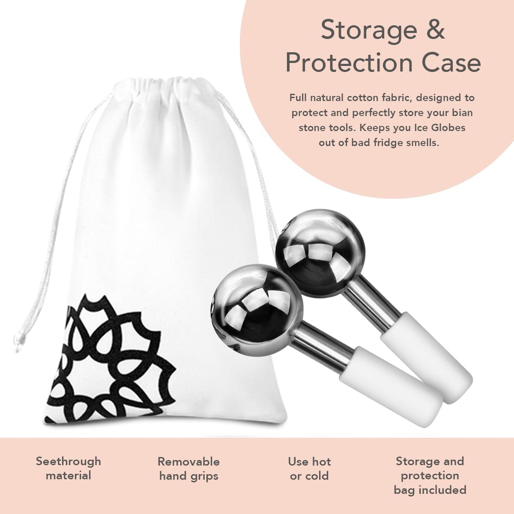 LUONKOS Ice Globes for Face and Eyes - Set of 2 Stainless Steel Cryo Sticks