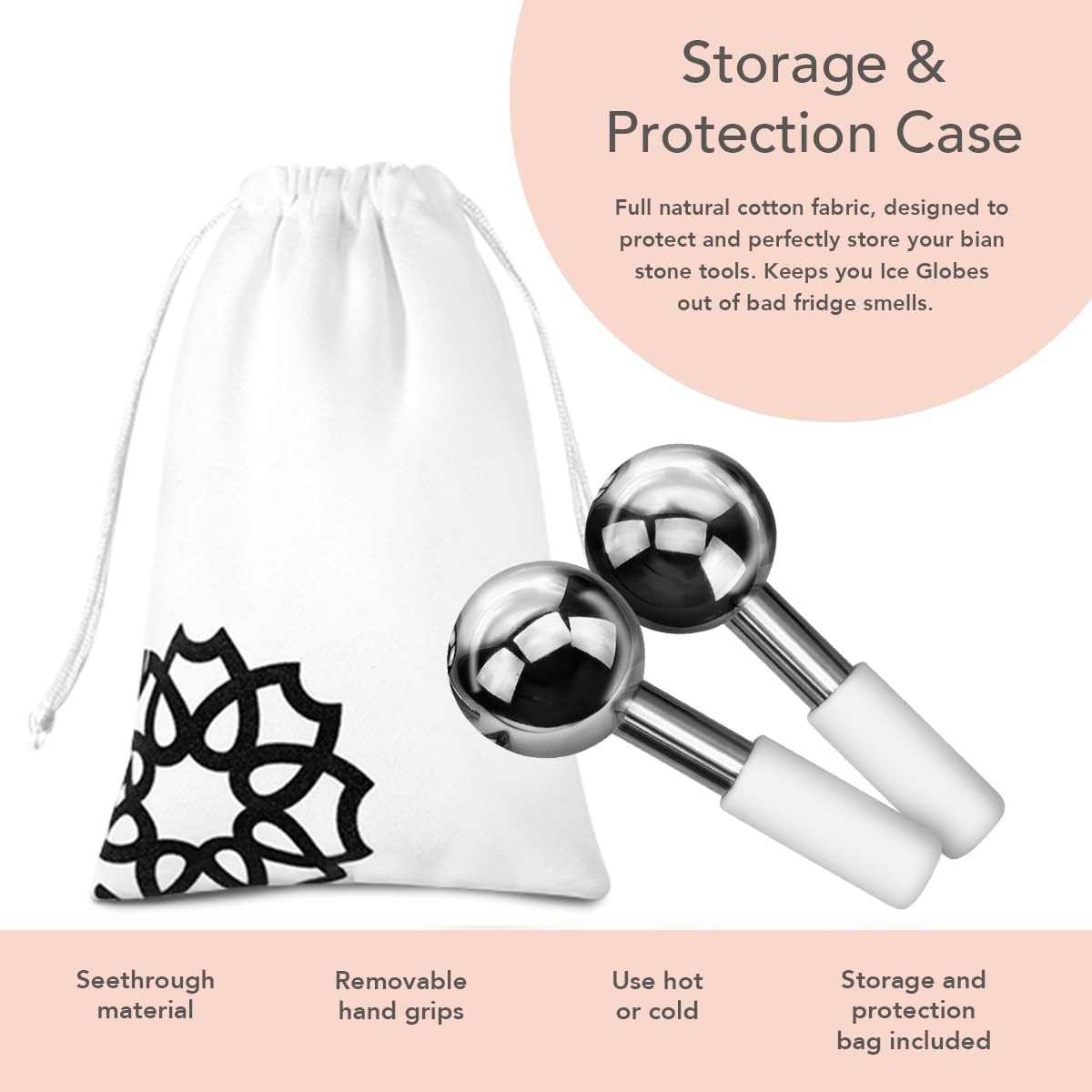 LUONKOS Ice Globes for Face and Eyes - Set of 2 Stainless Steel Cryo Sticks