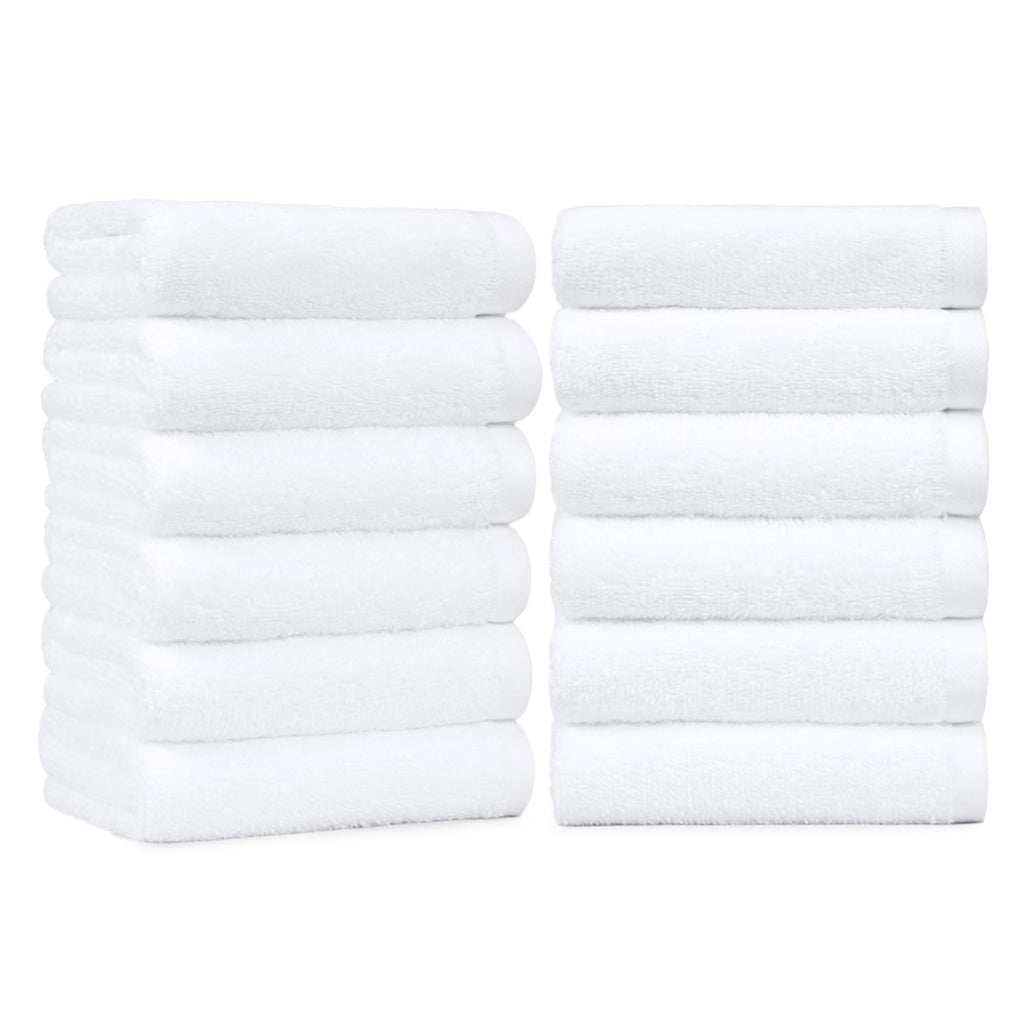 Amazon Basics Soft and Thick Cotton Hand Towels for Bath, Kitchen, Gym, 16 x 26 in, White, 12-Pack