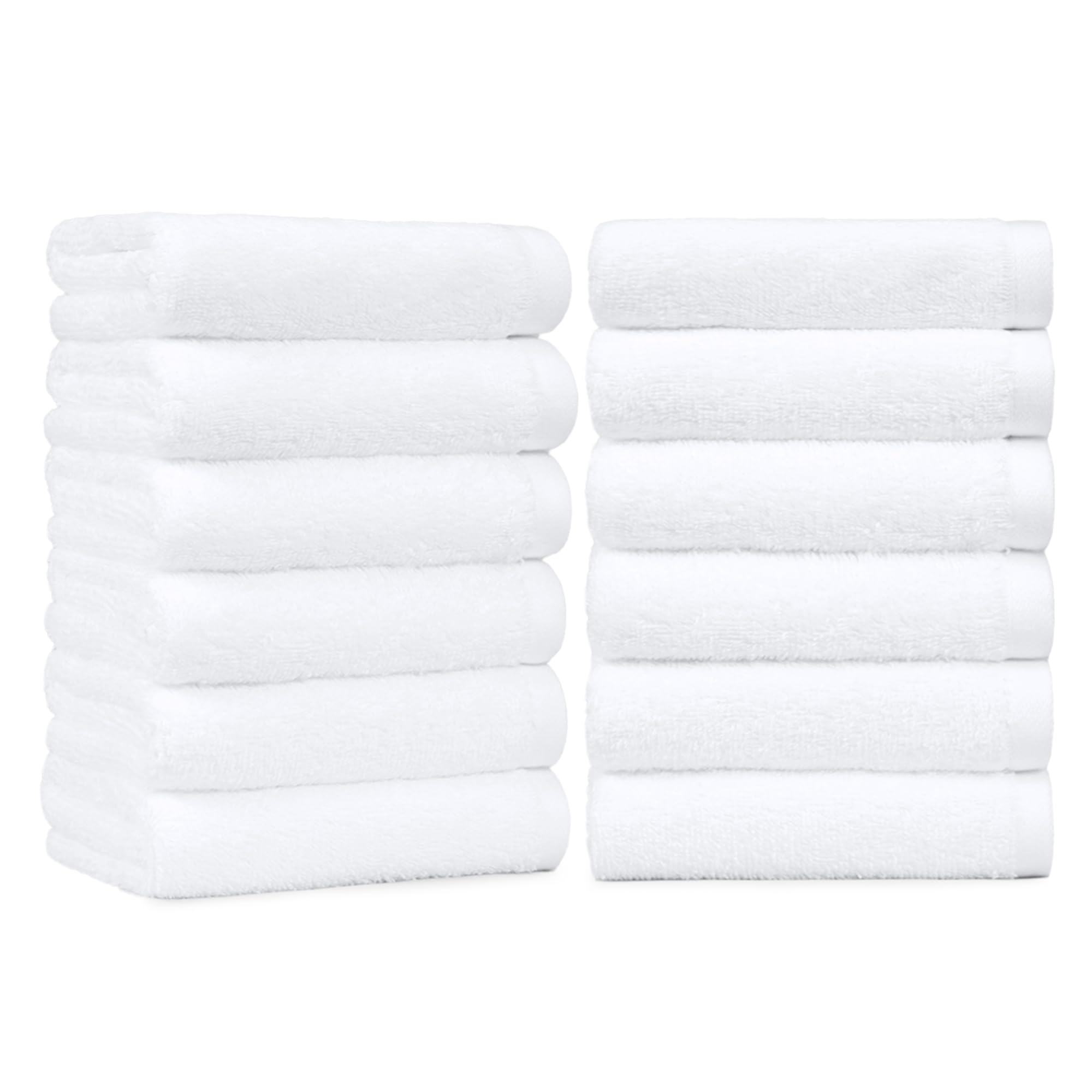Amazon Basics Soft and Thick Cotton Hand Towels for Bath, Kitchen, Gym, 16 x 26 in, White, 12-Pack
