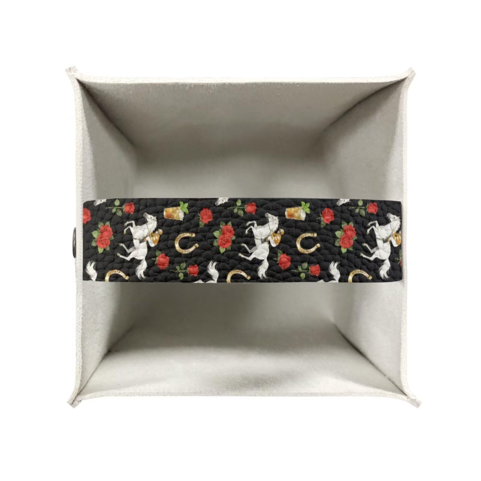 Pzuqiu Rose Racing Horse Decorative Tissue Box Cover, Waterproof PU Leather Square Holder with Metal Button, Protective Napkin Case for Bathroom Countertop, Office Desk, and Car Interior