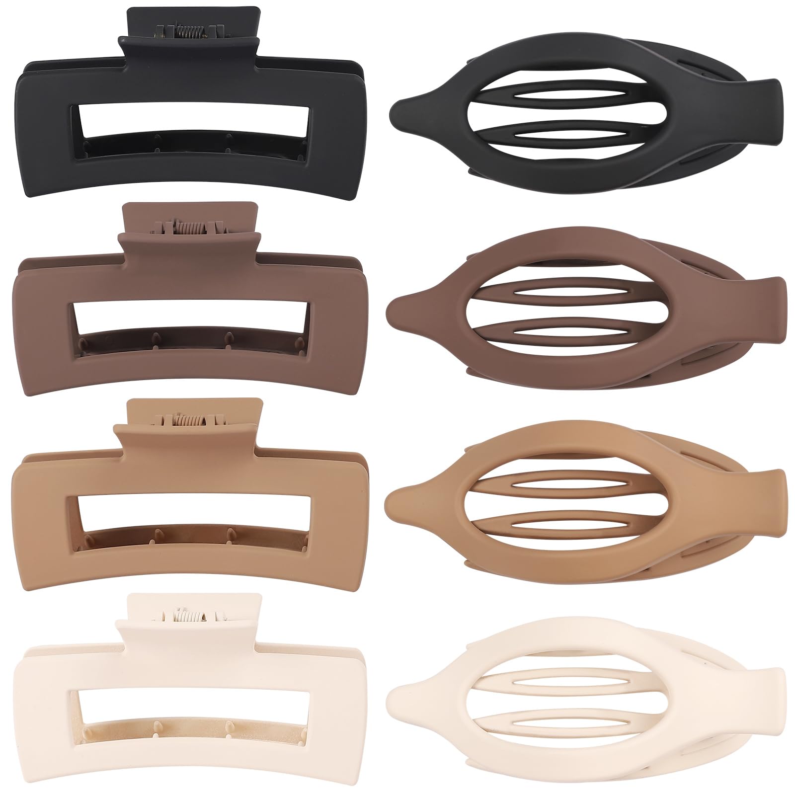 CHANDAT Hair Clips for Women, Flat Hair Clips, 8 pcs, 2style - Brown