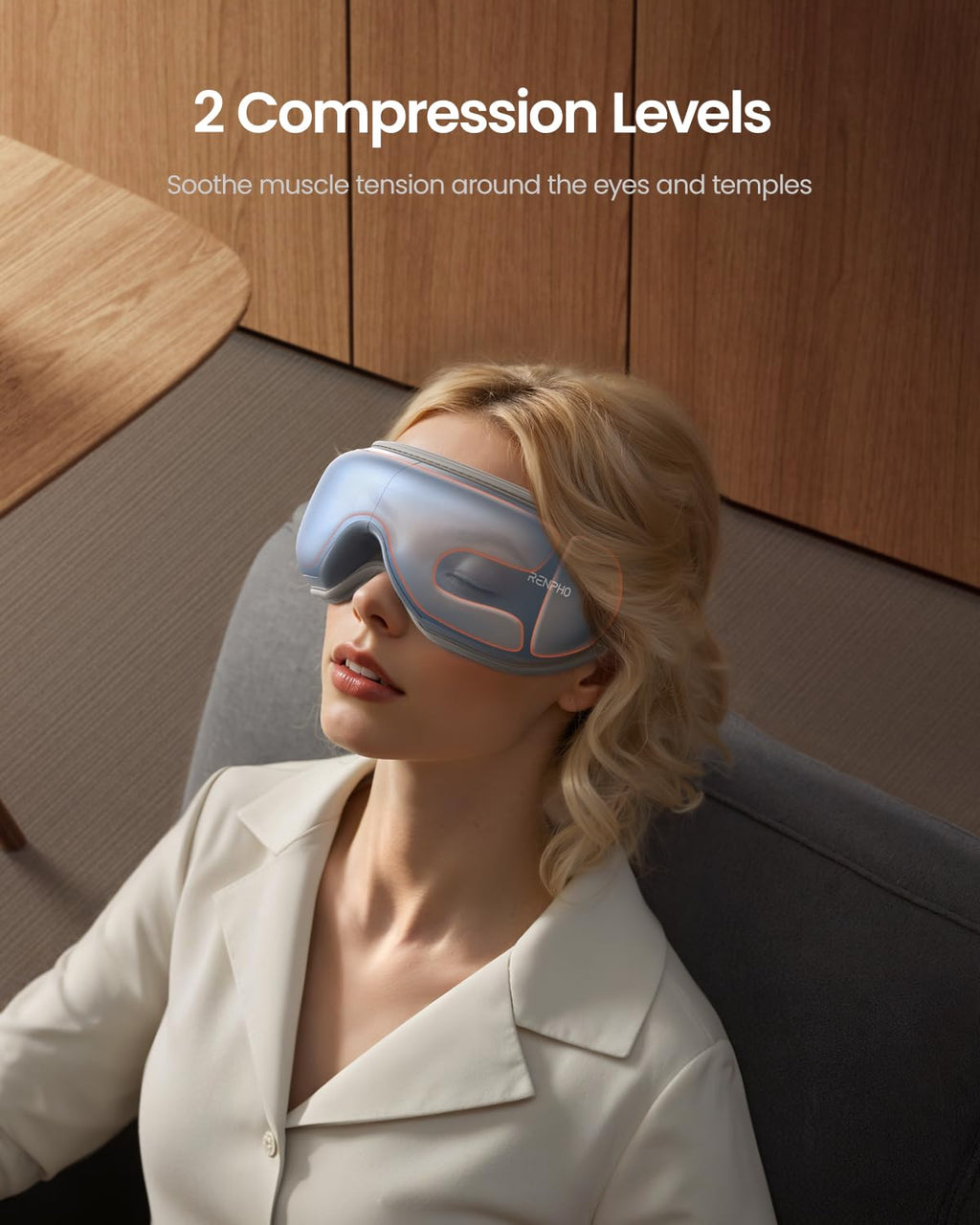 RENPHO Eye Massager with Heat, FSA Eligible HSA,Gifts for Men,Women,Eyeris 1 Eye Massager with Remote, Sleep Mask for Relieves Head Tension, Soothe & Refresh, Enhance Rest, Blue
