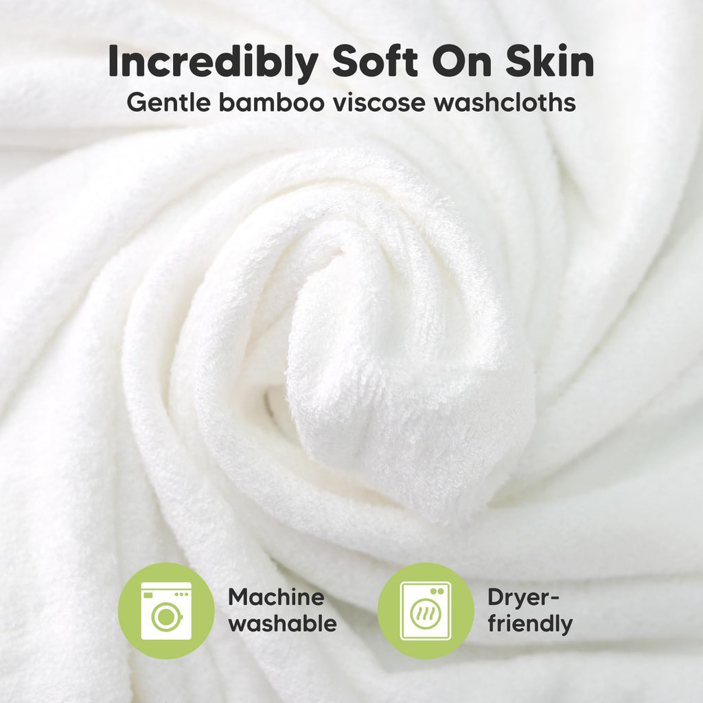 6-Pack Baby Washcloths, Soft Absorbent Washcloths for Face, Body (White/Stone)