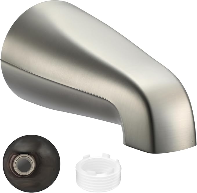 Universal Bath Tub Spout with Adapter, Bathtub Faucet Spout Without Diverter, 5" Length Bathtub Spout for 1/2'', 3/4'' IPS Inside Thread Connection and Tub/Shower Faucet (Brushed Nickel)