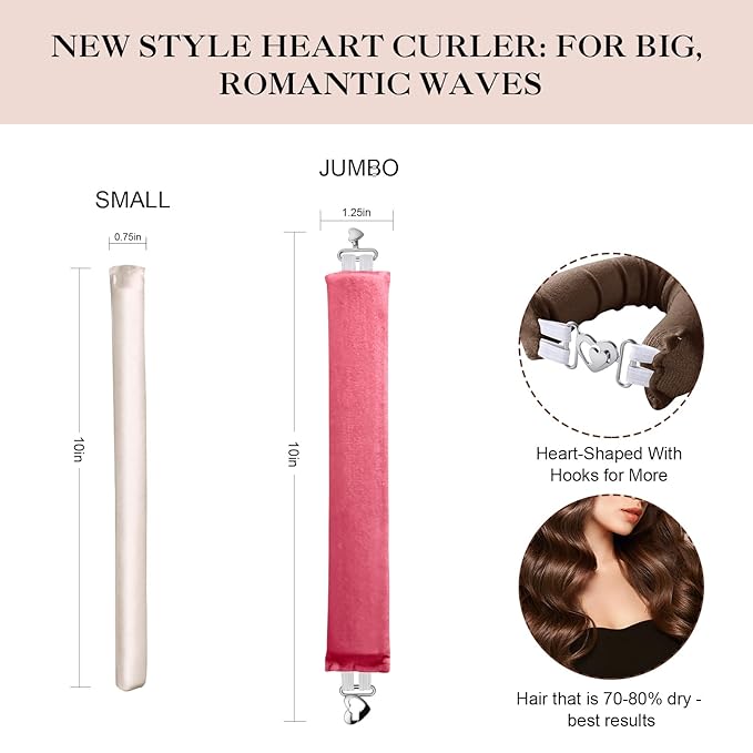 Togayu Heatless Curls Overnight Set for Natural Hair, Comfortable Easy-Lock Rollers, Heat-Free Hair Curlers for Long Textured Hair, 4PCS Pink