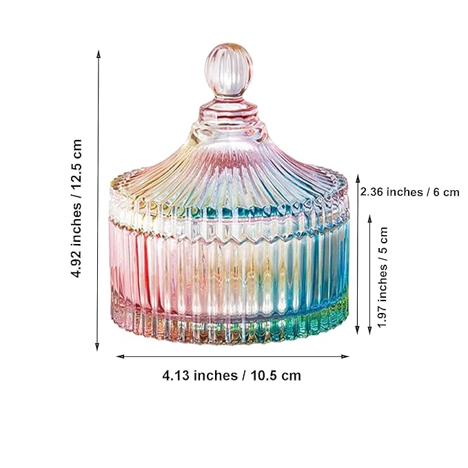 Qopoto Body Powder Puff and Container, Glass Box for Dust Puff, Powder applicator with Case for Dusting powder (colorful)