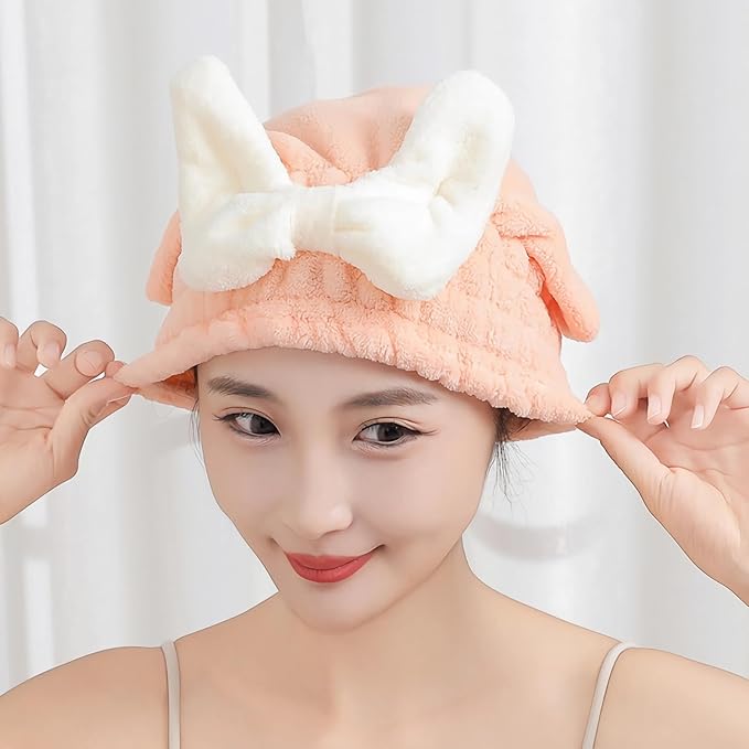YUMINGUHC Microfiber Hair Drying Caps for Women Pink