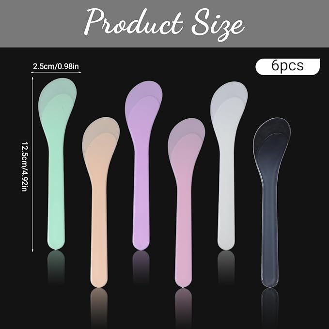Exircy 6 PCS Plastic Cosmetic Spatula, Candy Color Makeup Scoops Spatulas Stick Applicator Reusable Cosmetic Mask Mixing Spoon Spa Makeup Tools for Lotions Moisturizers DIY Cream Mixing