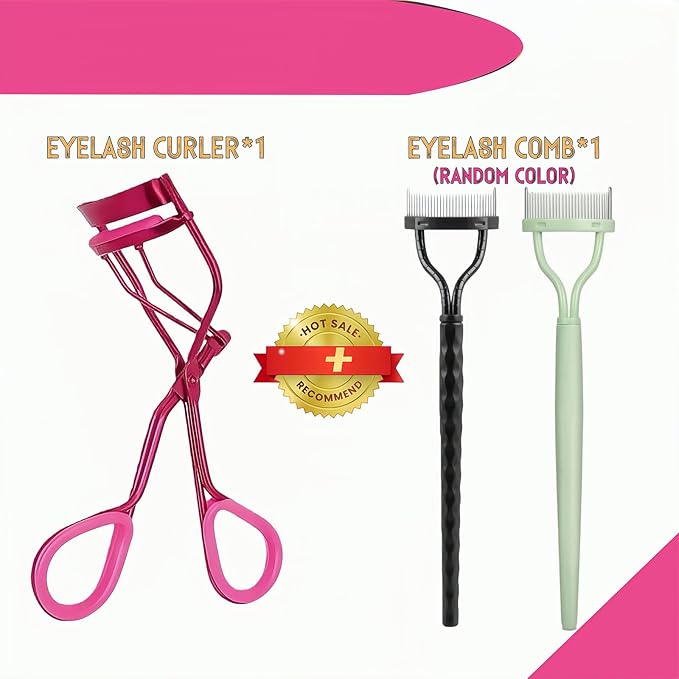 Acavado Professional Eyelash Curler with Lash Comb – Award-Winning Design – Pinch-Free, Effortless Curl for a Lash-Lift Effect in Seconds, Perfect for Home or Travel, Rose