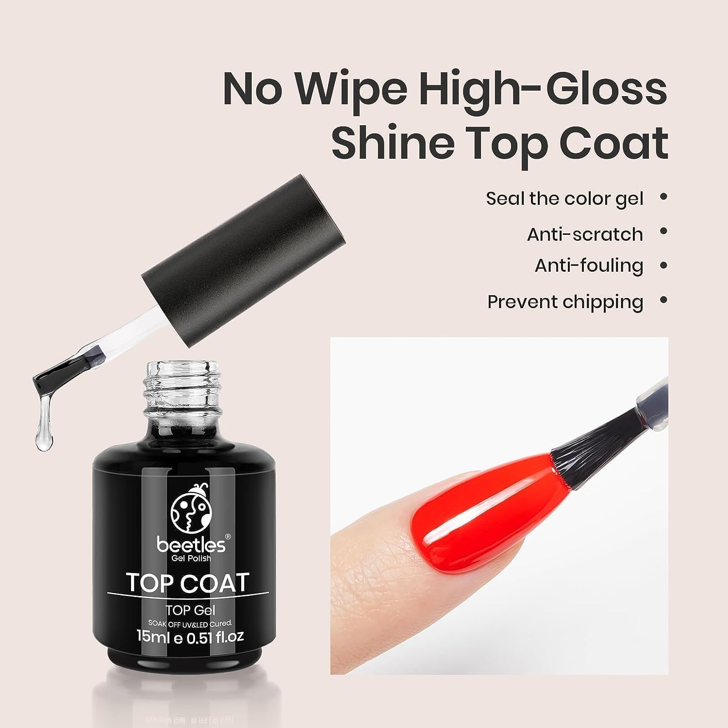 Beetles Blooming Gel Polish & No-Wipe Base and Top Coat Set, 3Pcs 15ml