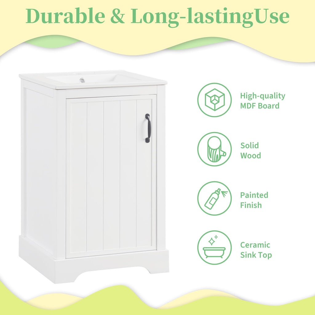 Bellemave 20" Bathroom Vanity with Sink, Small Bathroom Cabinet with Soft Closing Door, Free Standing Single Basin Bathroom Vanity with 2-Tier Storage Rack and Adjustable