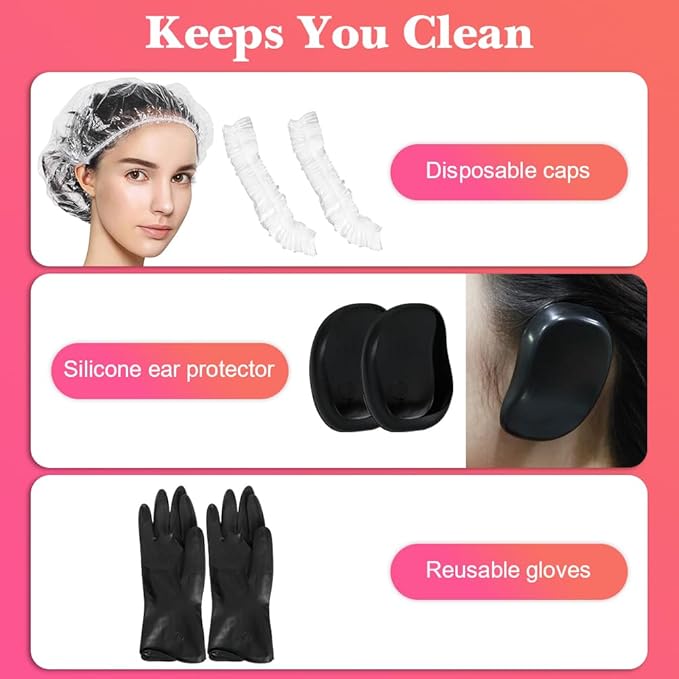 MOONMINI Hair Dye Color Brush and Bowl Set, Color Bowl Brushes Tool Mixing Bowl Kit Tint Comb for Hair Tint Dying Coloring Applicator (Gray&Black)
