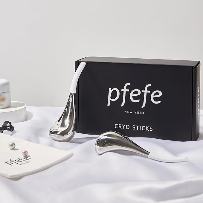 pfefe Cryo Sticks Facial Skin Care Ice Globes for Women Face Eyes, Stainless Steel Face Beauty Tools for Girls Ladies, Esthetician Supplies Cooling Spa Globes with Storage Case