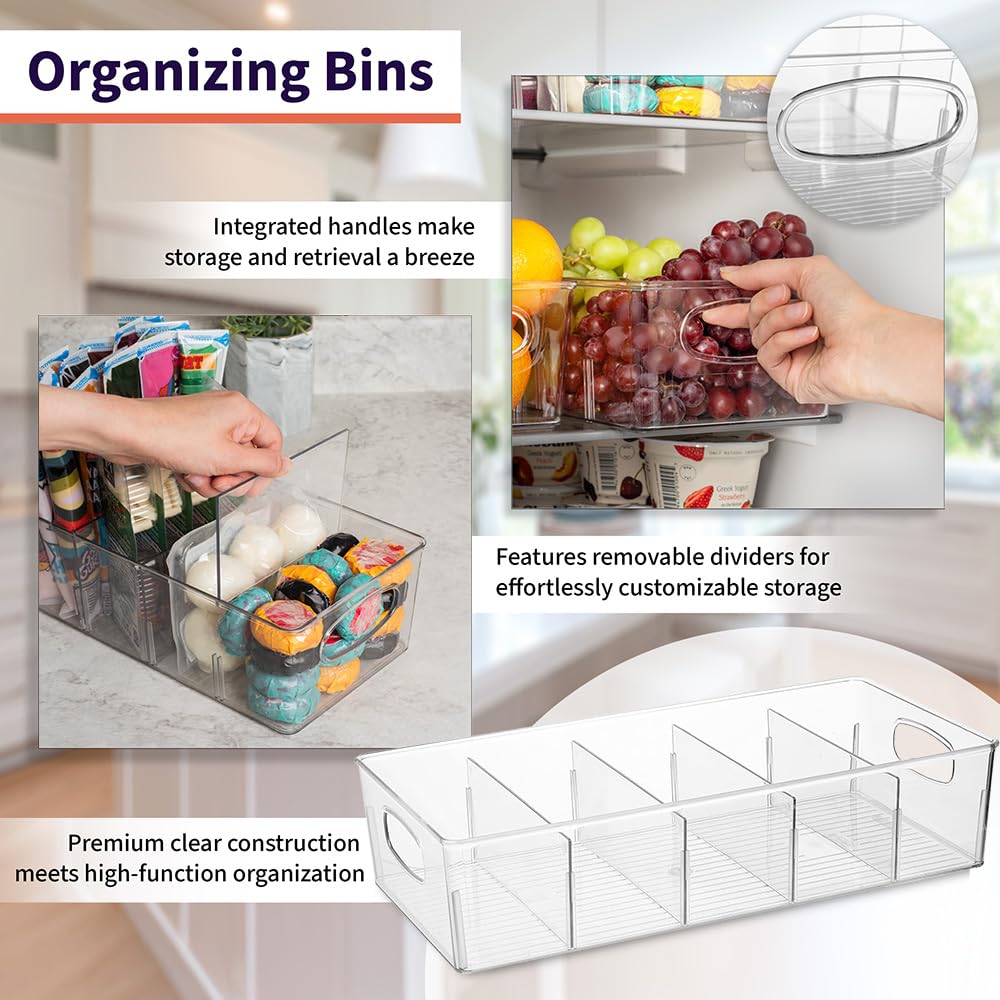ClearSpace Pantry Storage Bins with Removable Dividers, XL, 2 Pack
