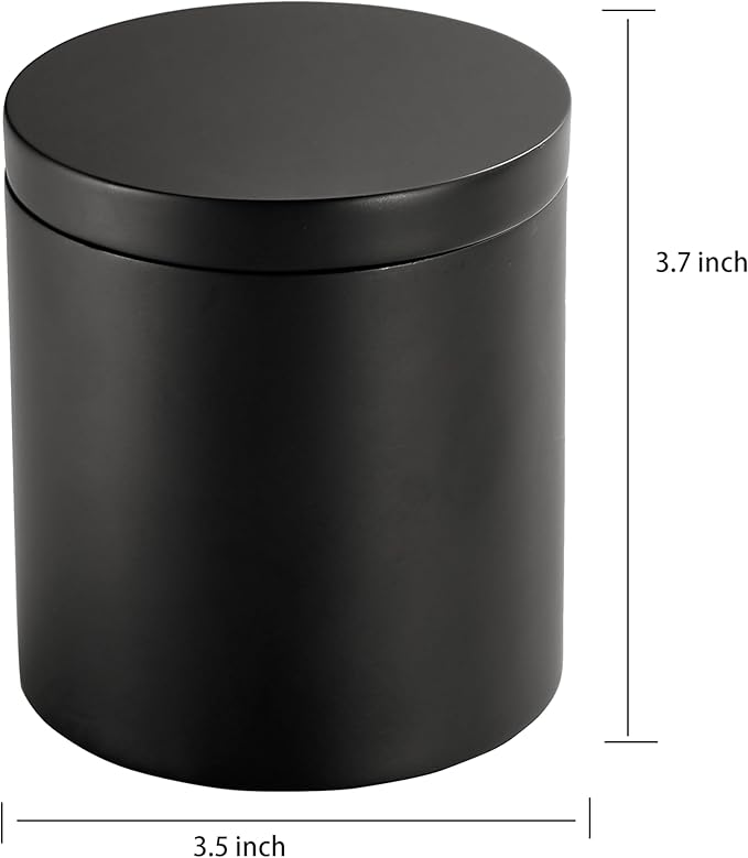 Joitsvia Cotton Swab Holder, Qtip Holder Dispenser with Lid, Resin Bathroom Containers,Vanity Storage Jars Organizer for Cotton Ball, Floss, Bath Salts, Bathroom Accessories, Matte Black