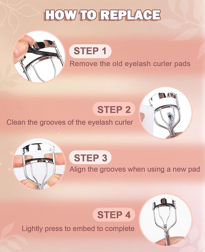100 Pcs Eyelash Curler Refill Pads, Silicone Rubber Eye Lash Curler Replacement Refills Thick for Universal Eyelash Curlers,Black