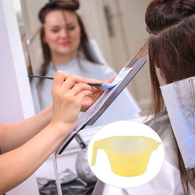 KALLORY Hair Dye Bowl 3-Pack with Handle 6.10X5.31X2.75In Sturdy Plastic Hair Color Mixing Cups for Diy Coloring Salon and Home Use Easy to Clean