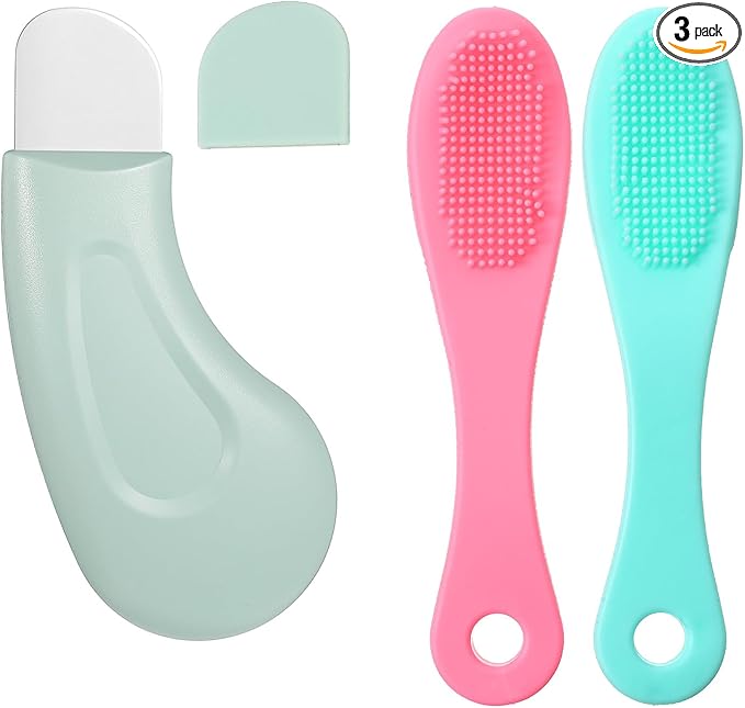 Sibba 3Pcs Blackhead Removal Tool, Blackhead Scraper Tool with Silicone Face Scrubber Black Head Spatula, Deep Nose Cleansing Pore Extractor Skin Care Tools for Men and Women
