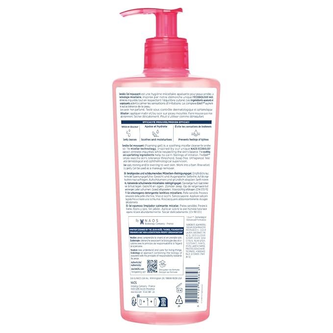 Bioderma Sensibio Foaming Gel Gentle Face Cleanser, Cleansing and Makeup Removing Refreshing Feeling for Sensitive Skin, Unscented, 16.9 Fl Oz